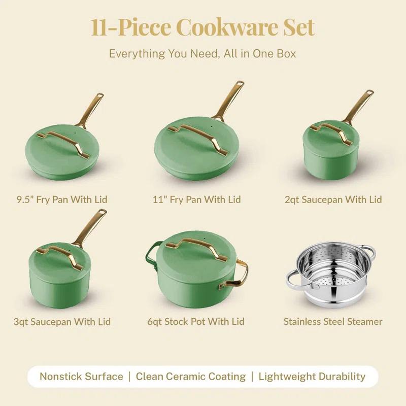 Gotham Steel Gotham Steel Modern Collection 11 Pc Cream Nonstick Cookware Set