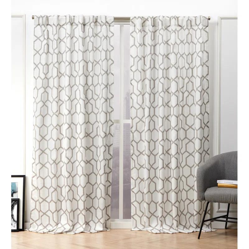Nicole Miller Nicole Miller Hexa Geometric Print Hidden Tab/Rod Pocket Top Light Filtering Curtain Panel Pair (Set of 2)