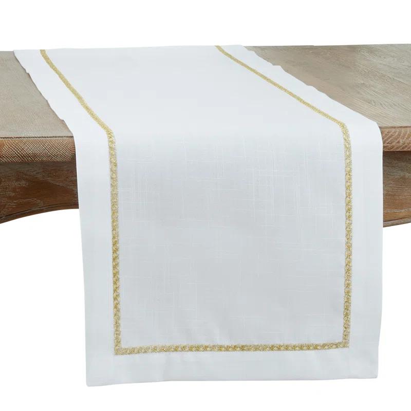 Saro Elegant Embroidery Table Runner With Delicate Border Design