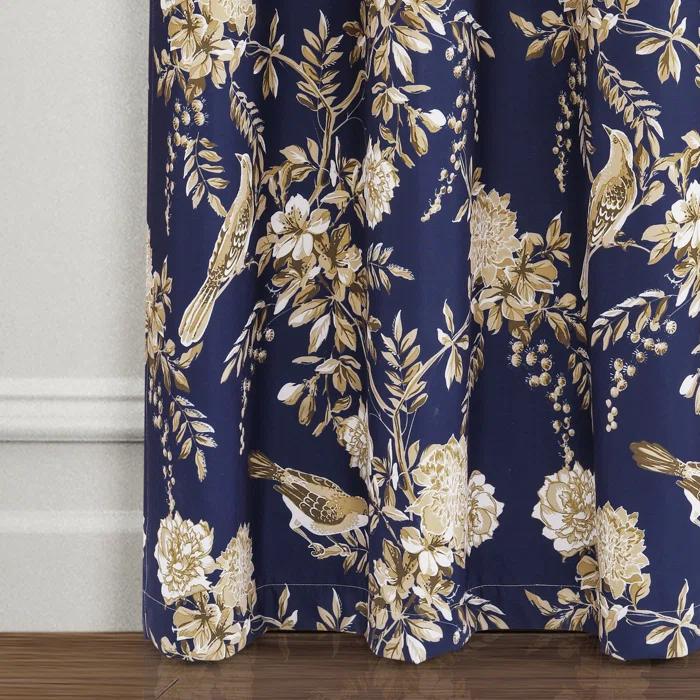 Lush Decor Farmhouse Bird And Flower Polyester Curtain Pair (Set of 2)