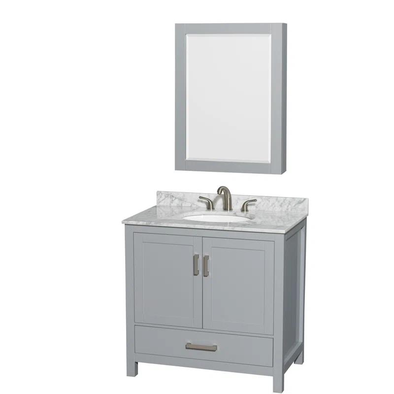 Wyndham Collection Sheffield 36" Freestanding Single Bathroom Vanity with Marble Top