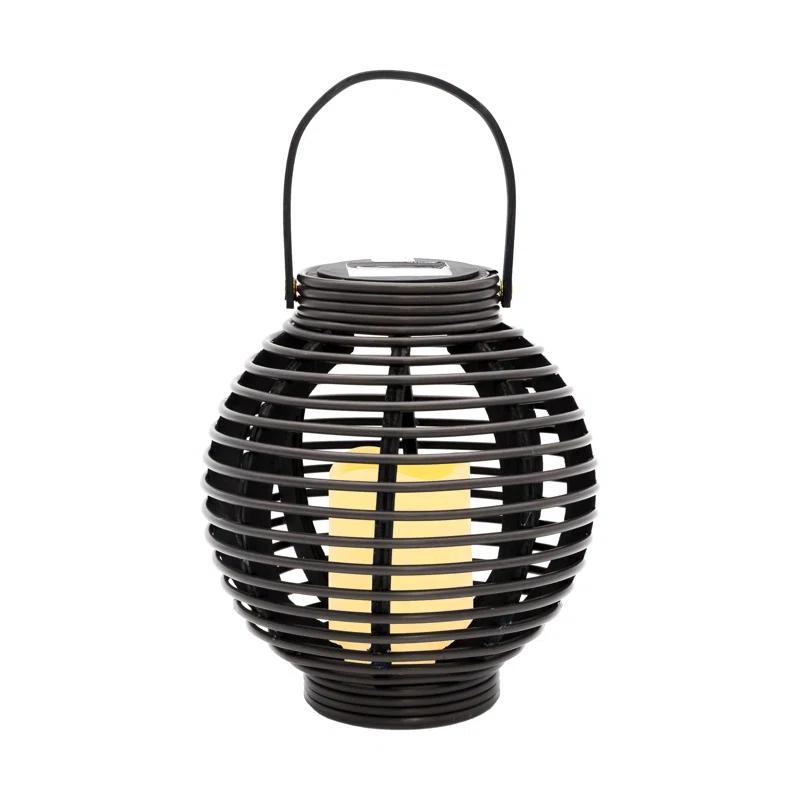 Solar Powered Basket Lantern with LED Candle
