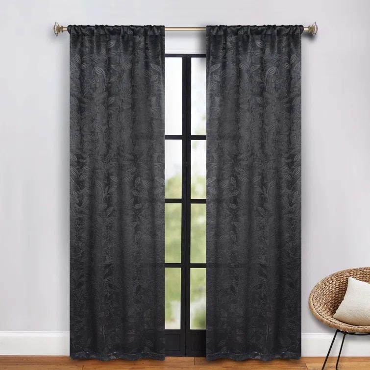 Superior Modern Bohemian Leaves Polyester Machine Washable Room Darkening Blackout Curtains by Superior (Set of 2)