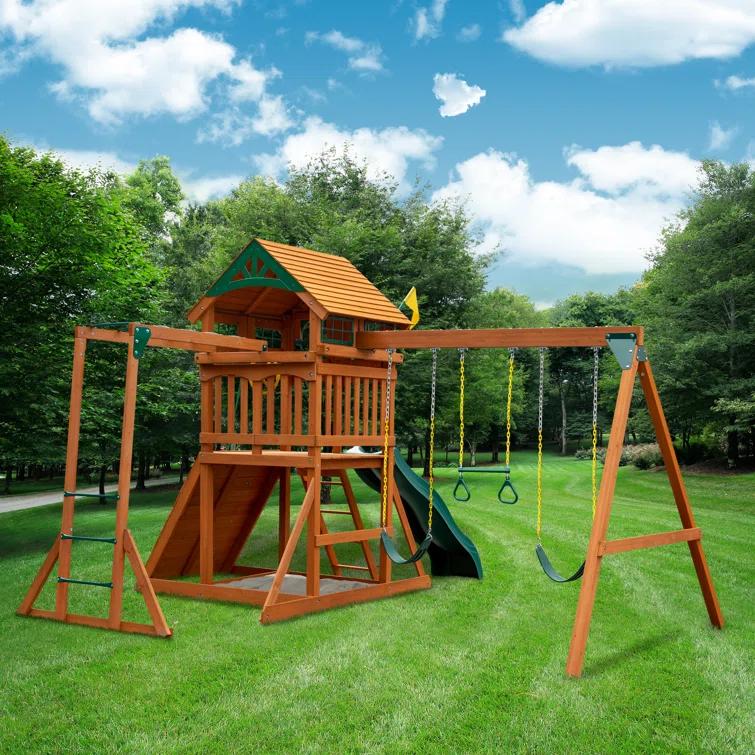 Gorilla Playsets Avalon w/ Wood Roof & Monkey Bars - Professional Installation Available