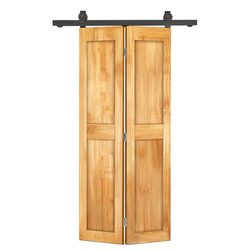 Calhome 2 Panel Shaker Pine Wood Bi-Fold Door with Sliding Barn Door Hardware Kit