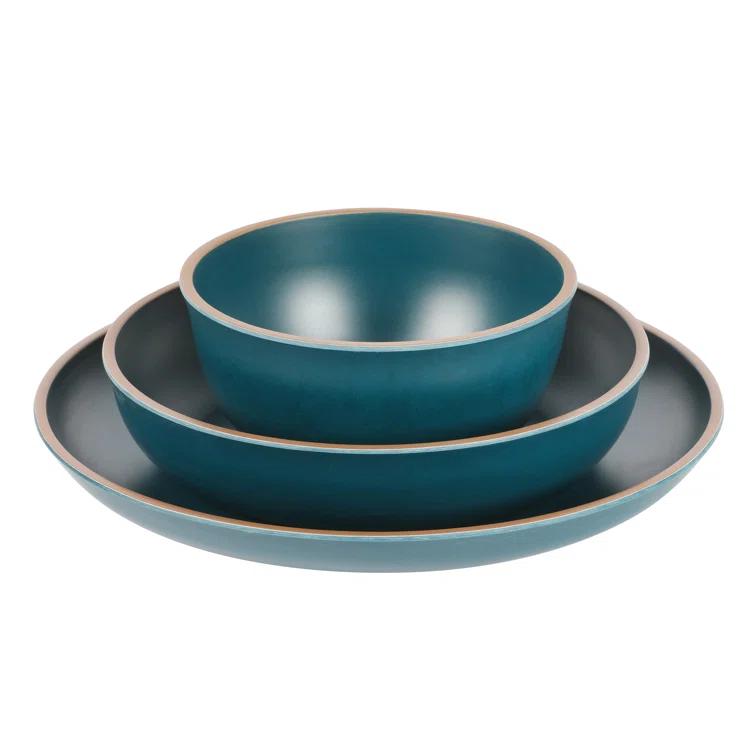 Gibson Home Rockabye 12 Piece Double Bowl Melamine Dinnerware Set