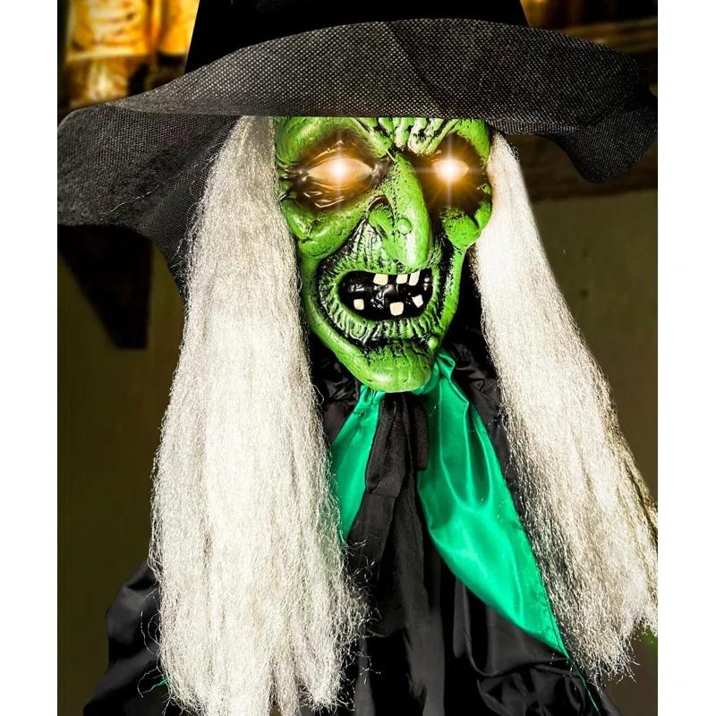 Haunted Hill Farm Lifesize Witch Prop with Lights and Sound, Indoor/Covered Outdoor Halloween Decoration