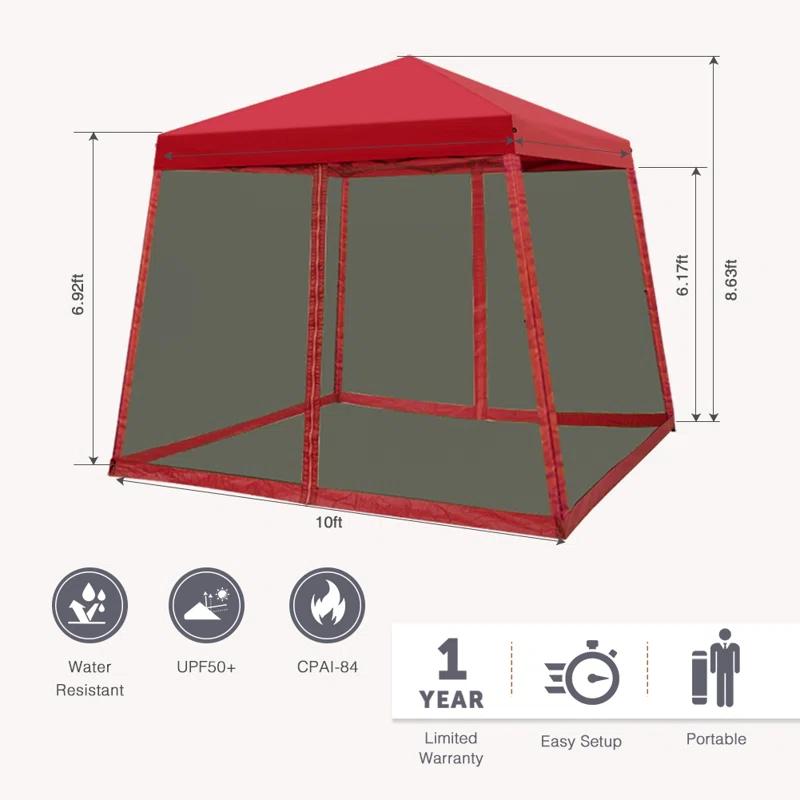 COOS BAY 10 Ft. W X 10 Ft. D Steel Pop Up Slant Leg Patio Gazebo With Netting