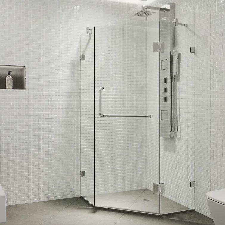 VIGO Piedmont 34" W x 34" D x 73" H Hinged Frameless Shower Enclosure with 3/8  Clear Glass VG6062CHCL36