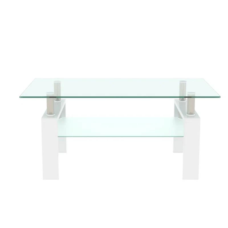 Lipoton Glass Coffee Table Glass Top Coffee Table Glass Living Room Table Rectangle Glass Coffee Table