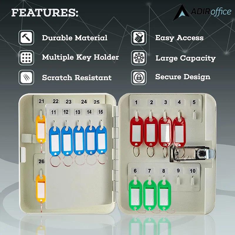 AdirOffice 30-Key Steel Secure Key Cabinet with Combination Lock (Set of 2)