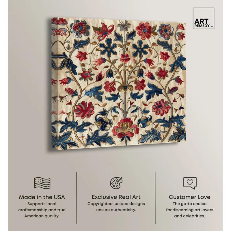 Art Remedy Ivory Floral Embroidery Chic Farmhouse Wall Art by Art Remedy