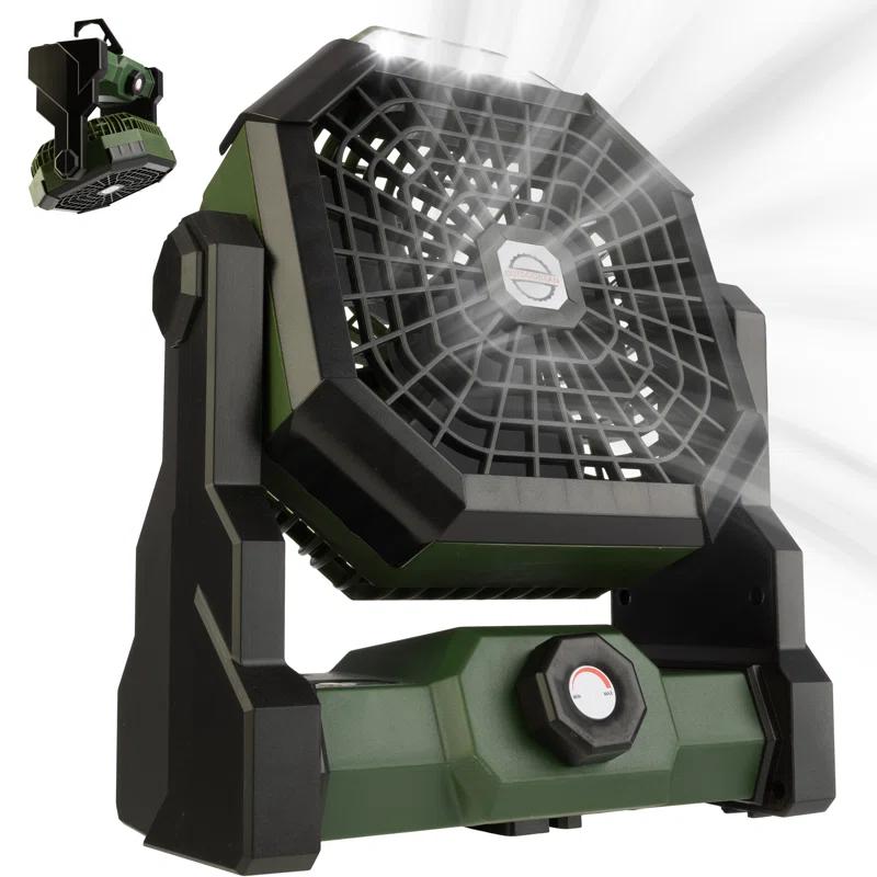 wakeman Wakeman Outdoors Camping Fan and Tent Light - Rechargeable 5400mAh Lithium Battery, Green