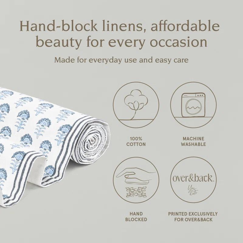 over&back Hand-Blocked Printed Cotton Table Runner