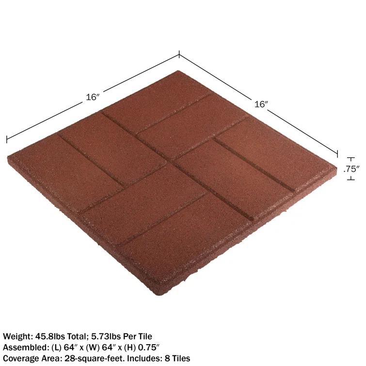 Pure Garden Deck Tiles 8-Pack - Dual-Sided Outdoor Flooring Tile - 28SQFT Rubber Pavers for Outside Patio, Garden Walkway, Balcony, or Shed