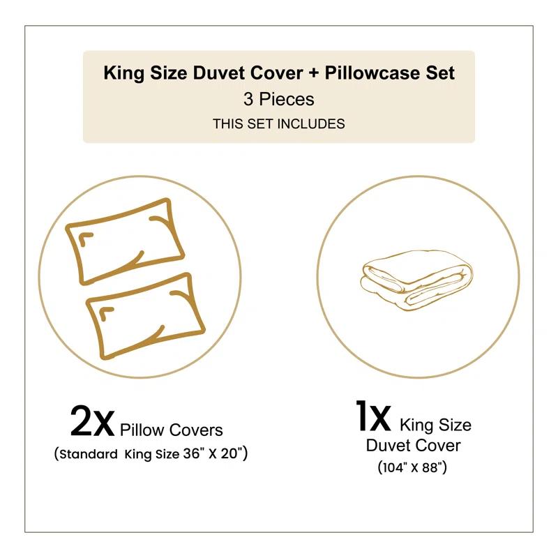 Ambesonne Cream/Pink/Green Microfiber Modern & Contemporary Duvet Cover Set