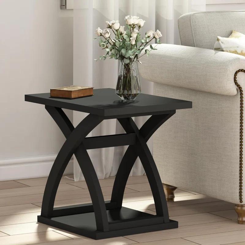 End Side Table Set Of 2, Modern End Table With Storage Shelf, X-Design Side Table Living Room
