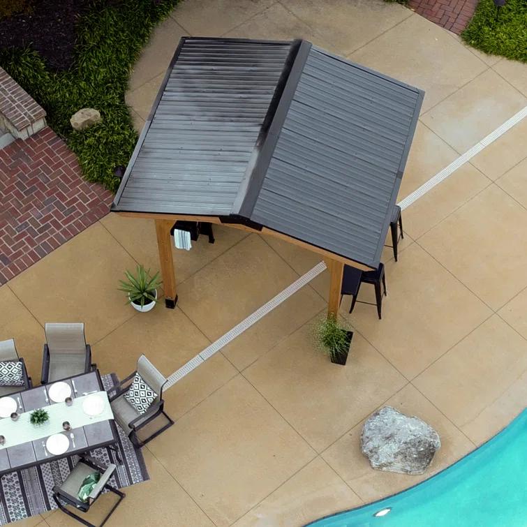 Backyard Discovery Backyard Discovery Granada 10' x 9' Cedar Wood Outdoor BBQ Grill Gazebo with Hardtop Galvanized Steel Roof and Bar Tops