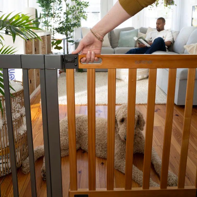 Ingenuity The Thruway 60XW Series Extra Wide Safety Pet and Baby Gate, 36"-60" Wide - Honey Oak