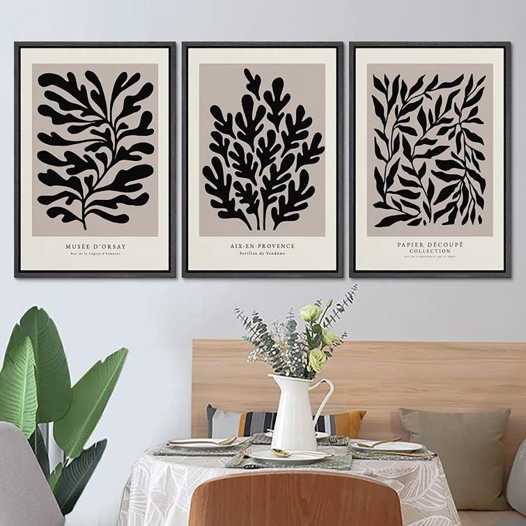 SIGNLEADER " Papier Decoupe Collection French Retro Art Decor Flower Plants " by Henri Matisse 3 - Pieces