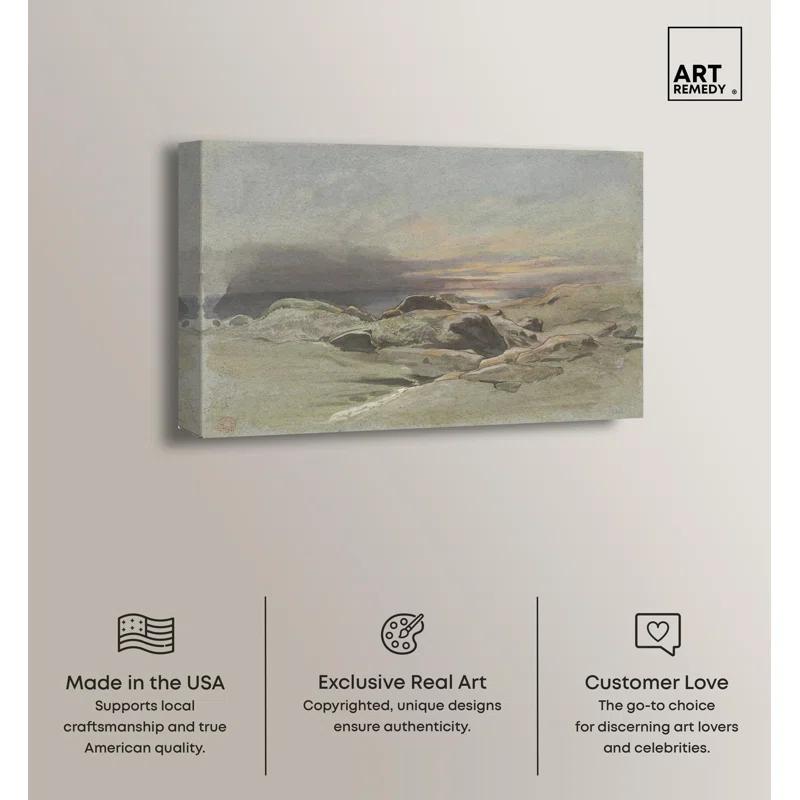 Art Remedy Sunset Rocky Coastline Canvas Coastal Classic Art by Art Remedy