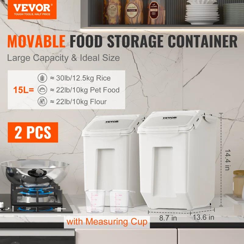 VEVOR VEVOR Rectangle PP Food Storage Container with Lid (Set of 2)