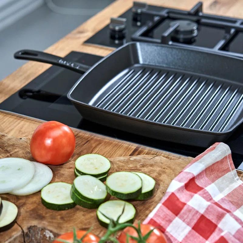 Staub ® 12" Matte Black Enameled Cast Iron Square Grill Pan