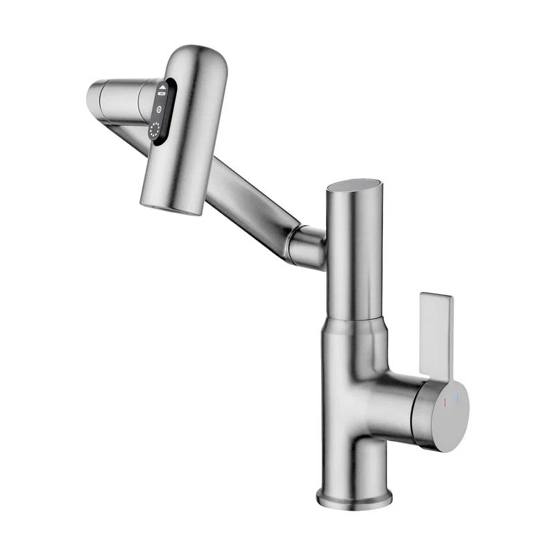Lefton BF2204-0 Lefton Rotatable Single Hole Bathroom Faucet with Temperature Display BF2204