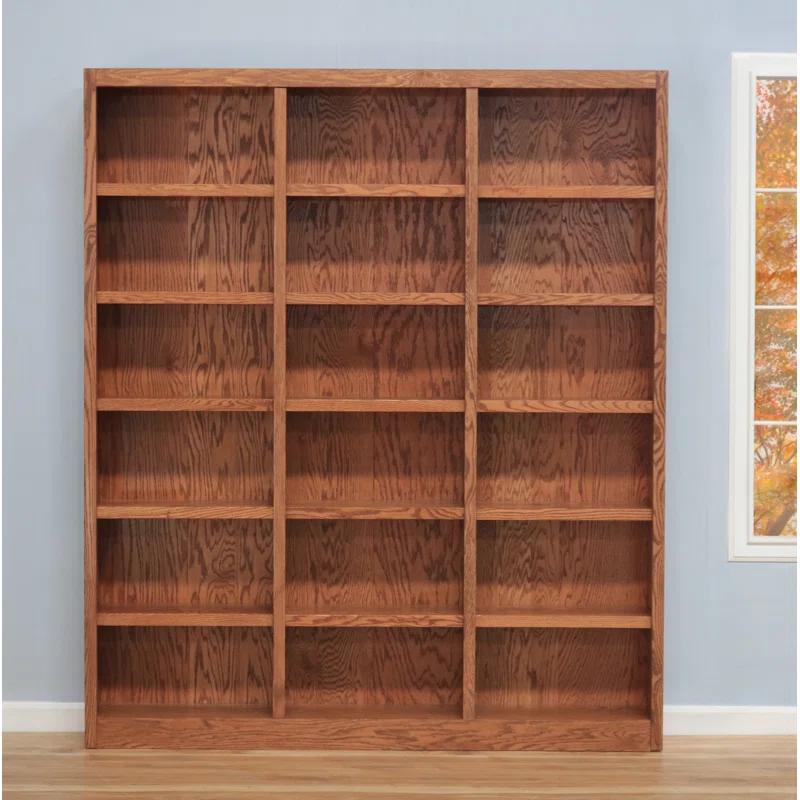 Winston Porter Aliette Triple Wide Wood Bookcase, 18 Bookshelf, 84 inch Tall Storage and Display Bookshelf for Home Office and Living Room