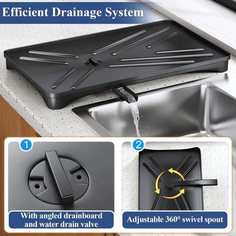 BEACHWATER POOL & SPA, LLC Dish Drying Rack For Kitchen Counter - Large Dish Rack With Drainboard, Rustproof Dish Drainer With Utensil Holder For Sink
