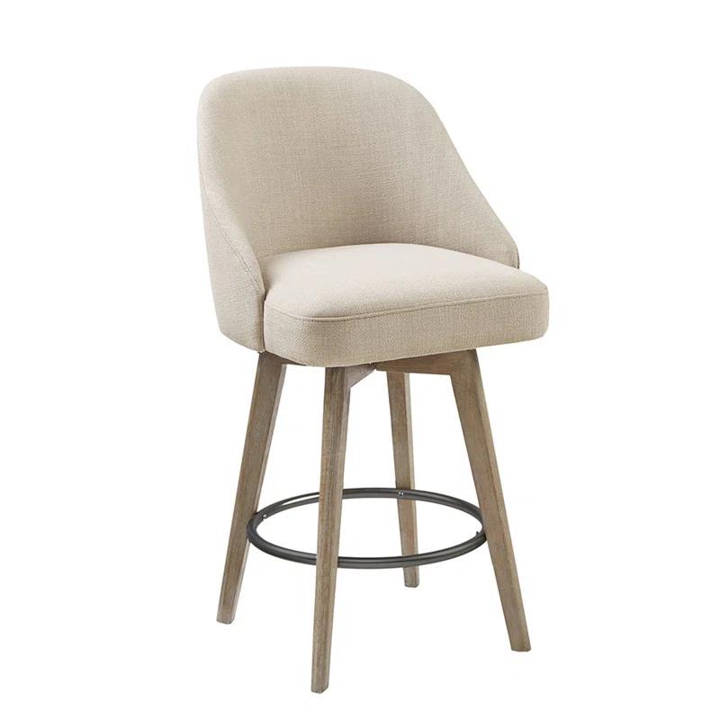 Everly Quinn Stylish Counter Stool With Swivel Seat And Solid Wood Legs