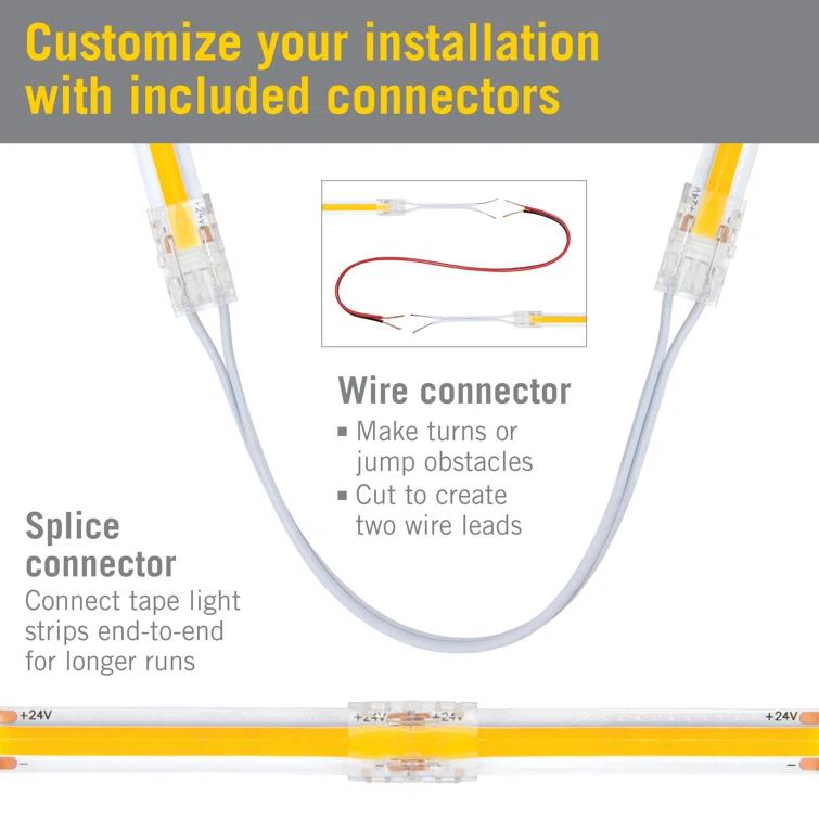 Armacost Lighting RibbonFlex Pro 24V White COB LED Strip Light Tape 3000K, 165 Lumens/Ft, 10M 171250