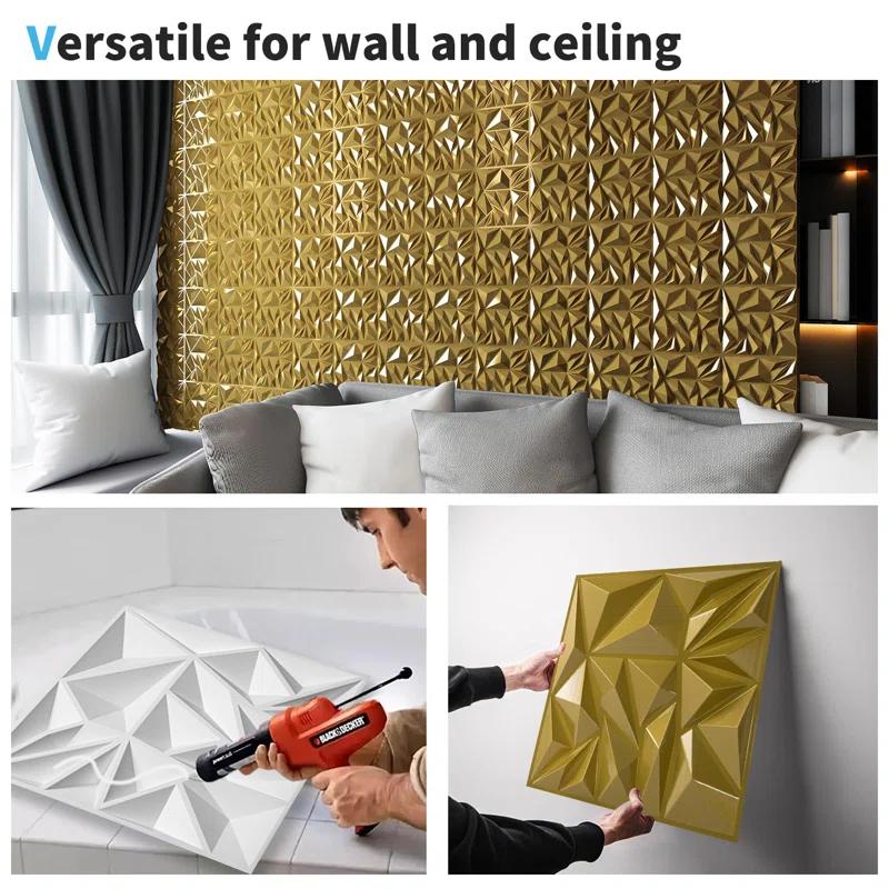 HD FLOORING, INC. Art3d 33-Pack 3D Wall Panels For Interior Wall Decor, Diamond Textured Feature Wall Paneling For Gaming Living Room TV Wall Background Accent Wall