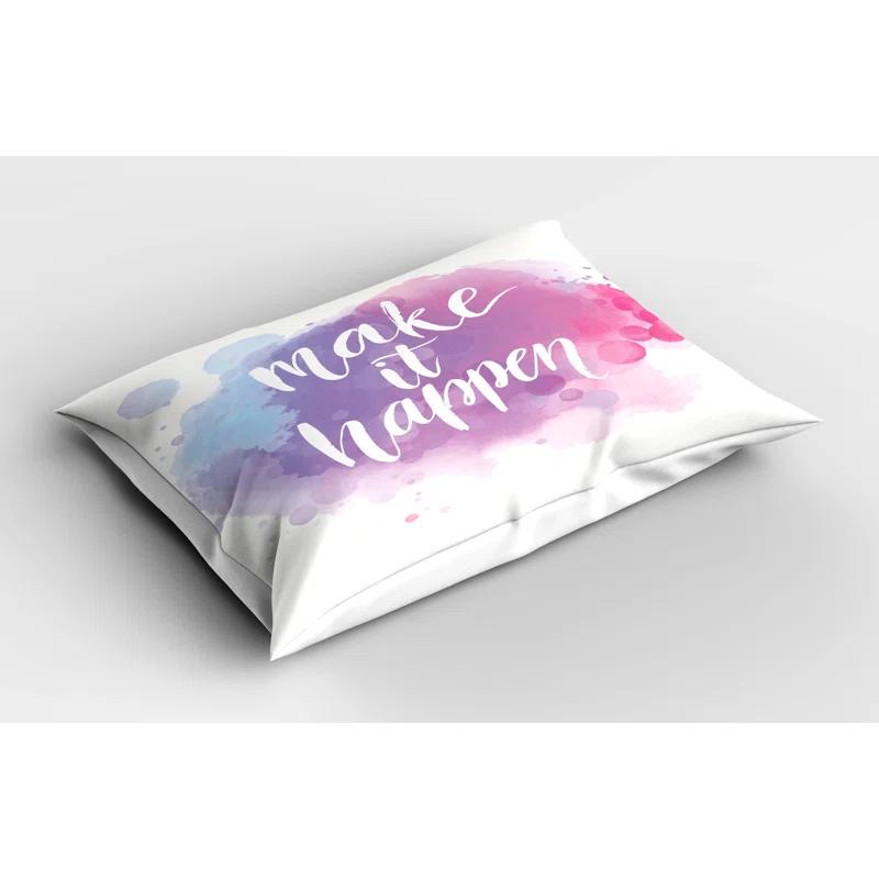 Ambesonne Ambesonne Modern Pillow Sham 2 Pack Positive Words Paint Blue Fuchsia