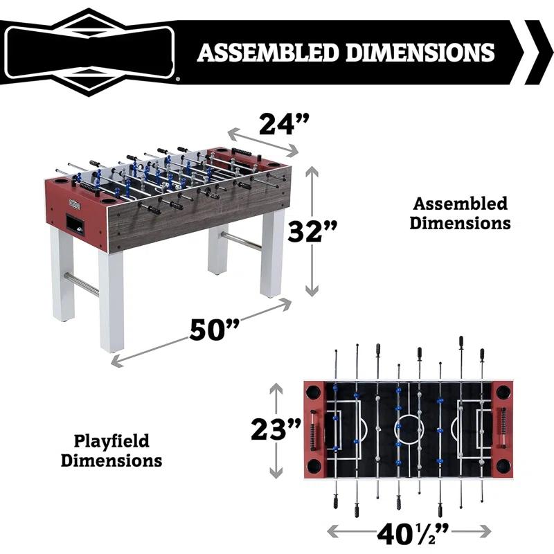 Phantoscope Hall Of Games Foosball Tables Multiple Styles, Soccer With Durable & Stylish Designs With Tabletop Sports Soccer Balls, Perfect For Family Game Rooms,Wood Grain/Red,Engineered Wood, Wood, Plastic, Metal