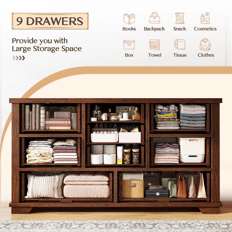 Charlton Home® Dresser For Bedroom With 9 Drawers