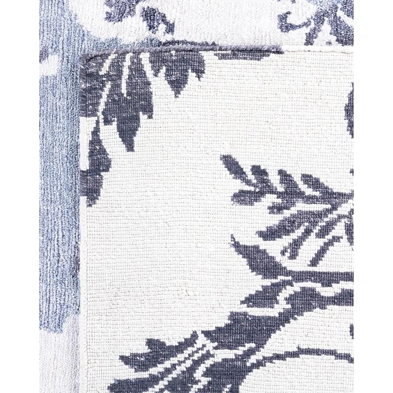 Solo Rugs One-of-a-Kind Rectangle 9'3" X 12'4" New Age Silk Area Rug Blue