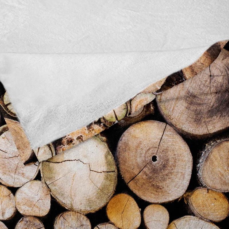 Ambesonne Ambesonne Rustic Fleece Throw Blanket Wooden Logs Oak Tree Pale Sand Brown