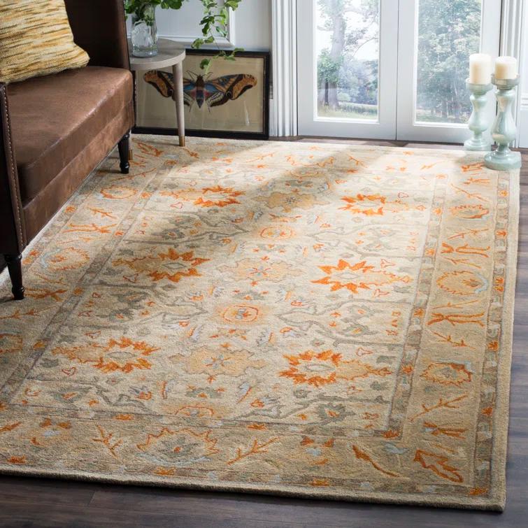 Antiquity AT63 Hand Tufted Area Rug - Beige/Multi - 6'x6' - Safavieh.