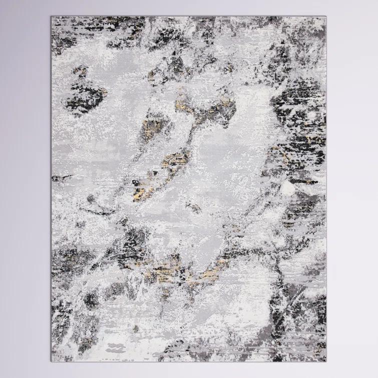 Willa Arlo™ Interiors Battaglia Gray/Gold/Black Area Rug