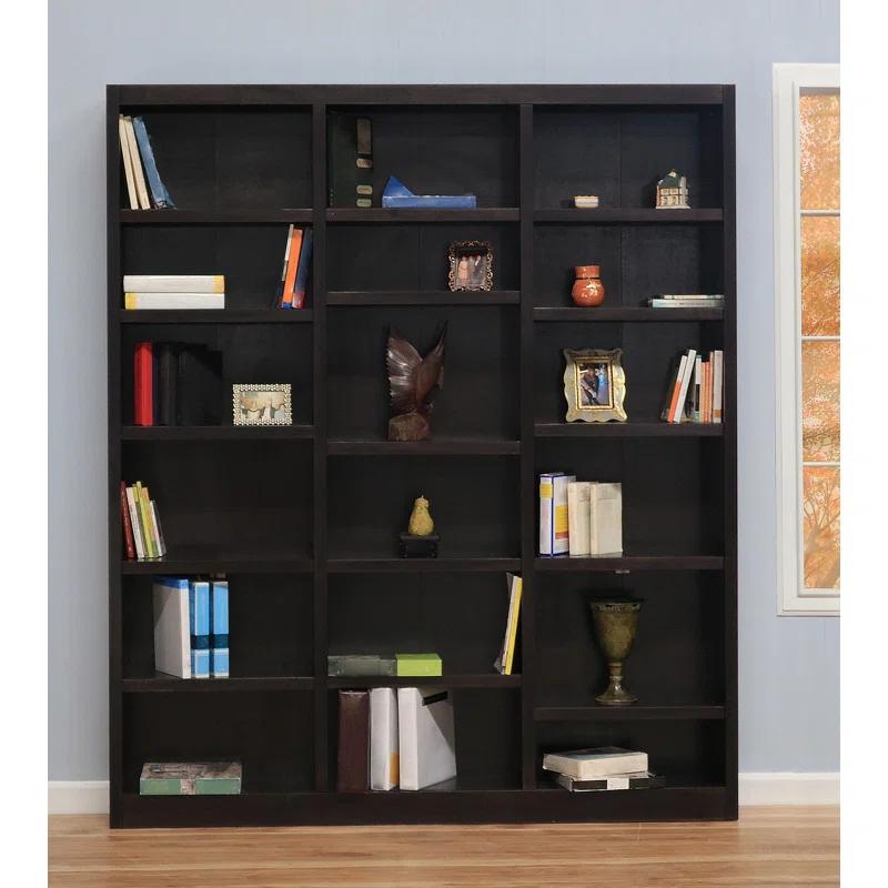 Winston Porter Aliette Triple Wide Wood Bookcase, 18 Bookshelf, 84 inch Tall Storage and Display Bookshelf for Home Office and Living Room