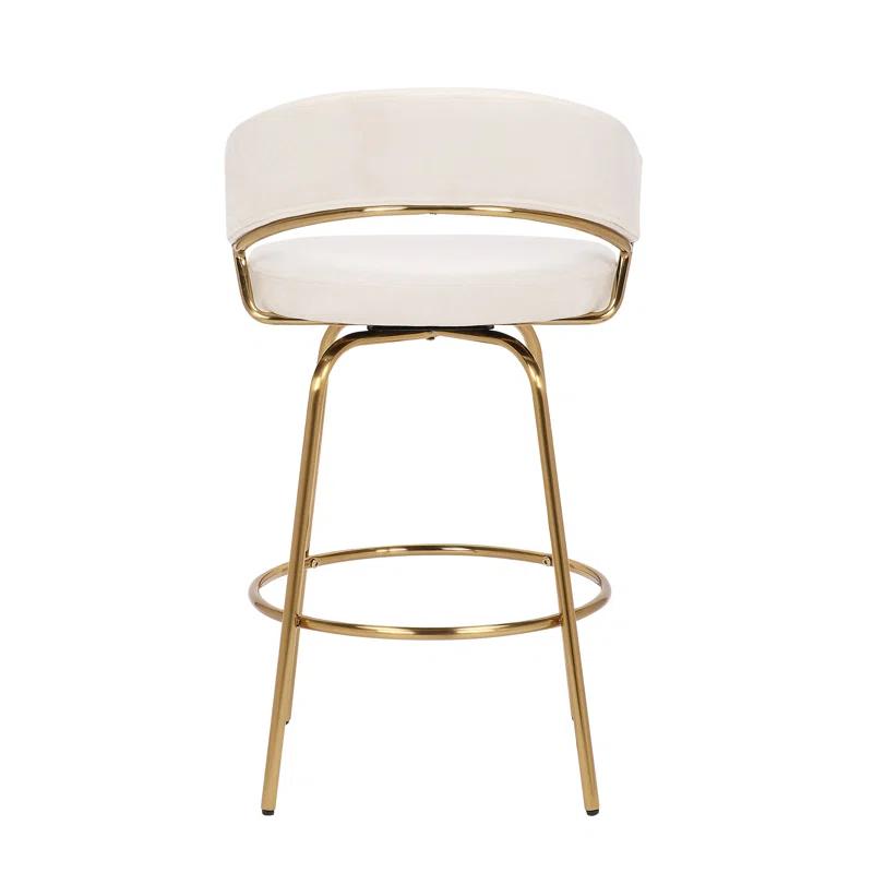George Oliver Lakyia Swivel Upholstered Counter Stool with Metal Frame (Set of 2)