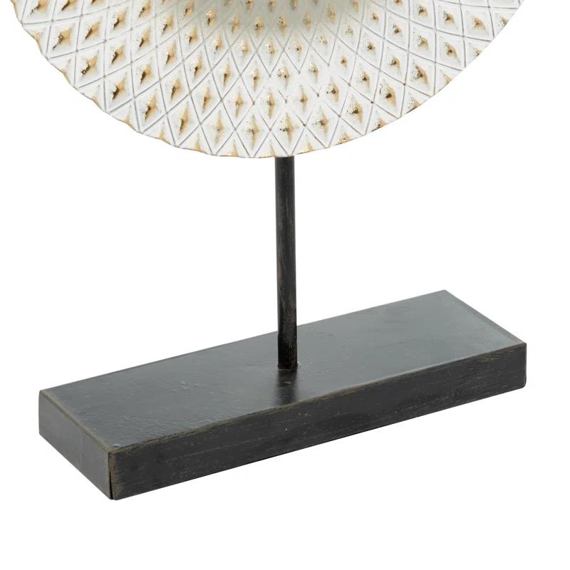 Dakota Fields Diahna Metal Geometric Decorative Gray Sculpture with Black Base