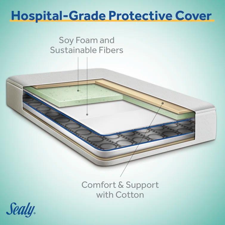Sealy Baby Sealy Baby Posture Perfect 2 Stage Breathable Crib Mattress & Toddler Mattress, Hybrid Design, GREENGUARD GOLD Certified, 52"x28"
