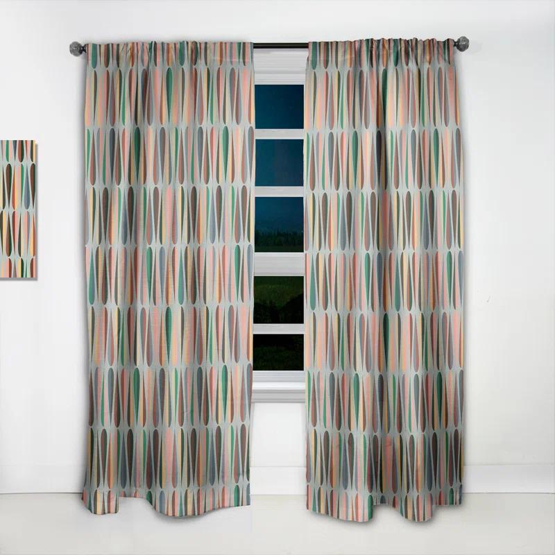 Design Art Retro Abstract Drops V - Mid-Century Curtain - Velvet Room darkening - 1 panel