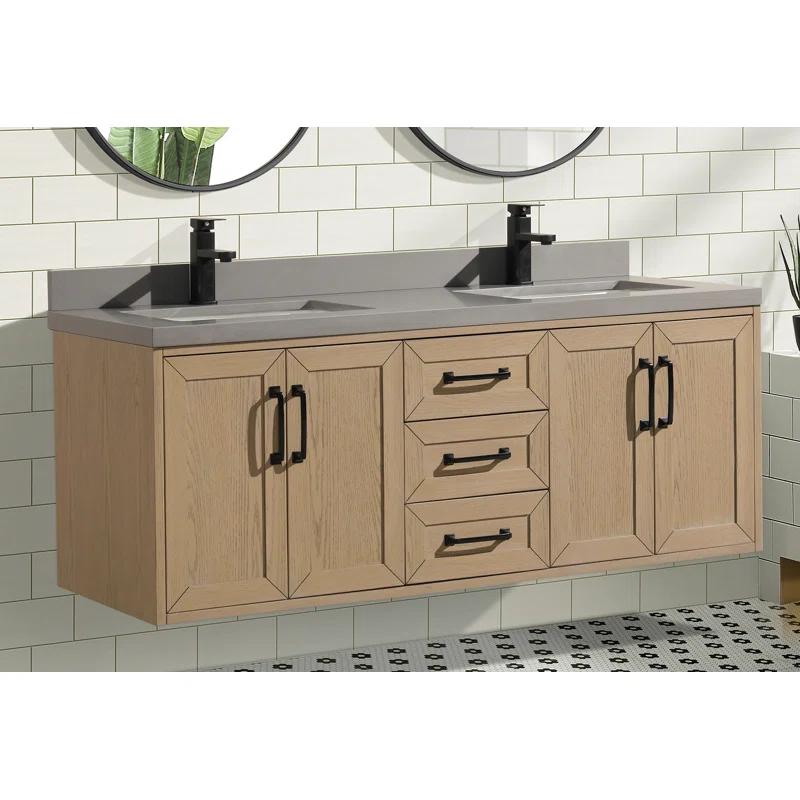 Ari Kitchen & Bath Venice 55'' Double Bathroom Vanity with Quartz Top