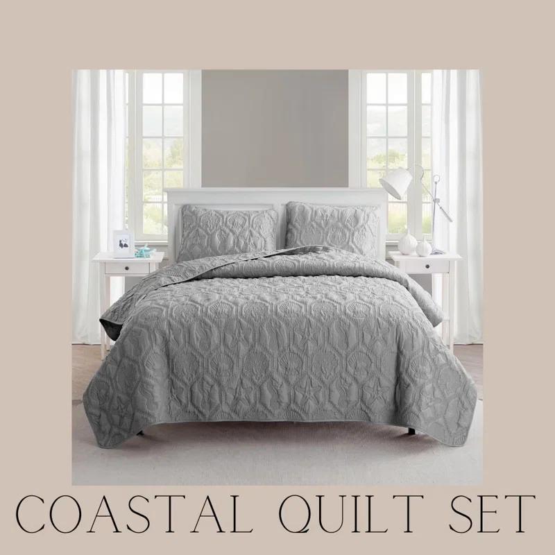 VCNY Shore 3-Piece Embossed Quilt Set