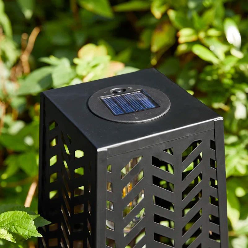 Glitzhome 21.5"H Metal Geometric Solar Powered Floor Lantern