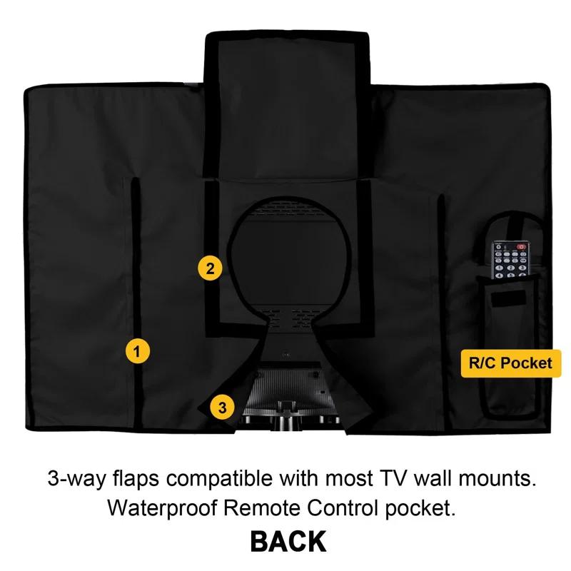 Khomo Gear Universal Weatherproof TV Cover – All-Season Protection for Flat Panel TVs, Water-Resistant, Breathable Material with Remote Pocket