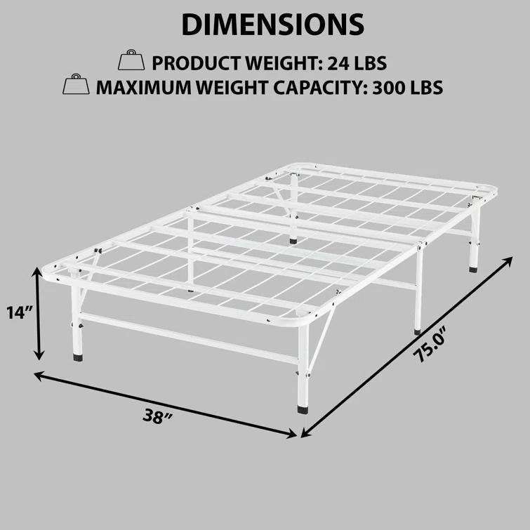 Alwyn Home Muscoy 14" Foldable Steel Bed Frame, No Box Spring Needed, Underbed Storage , Easy Assembly